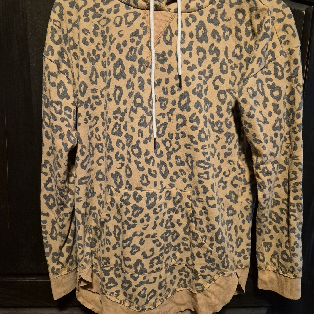 Maurices Tan and Black Leopard Print Hoodie